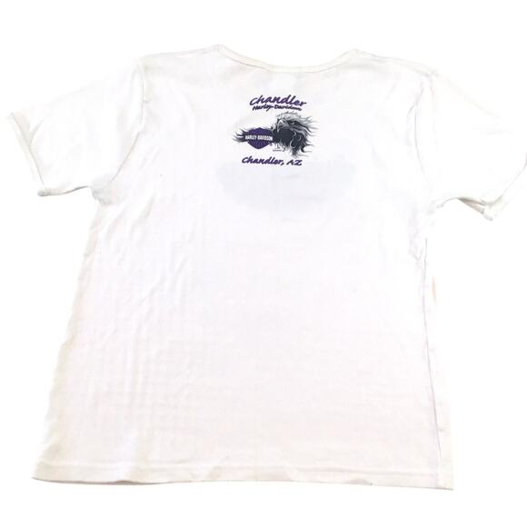 Harley Davidson Chandler AZ Women's T-Shirt Med White/Blue - Picture 7 of 7